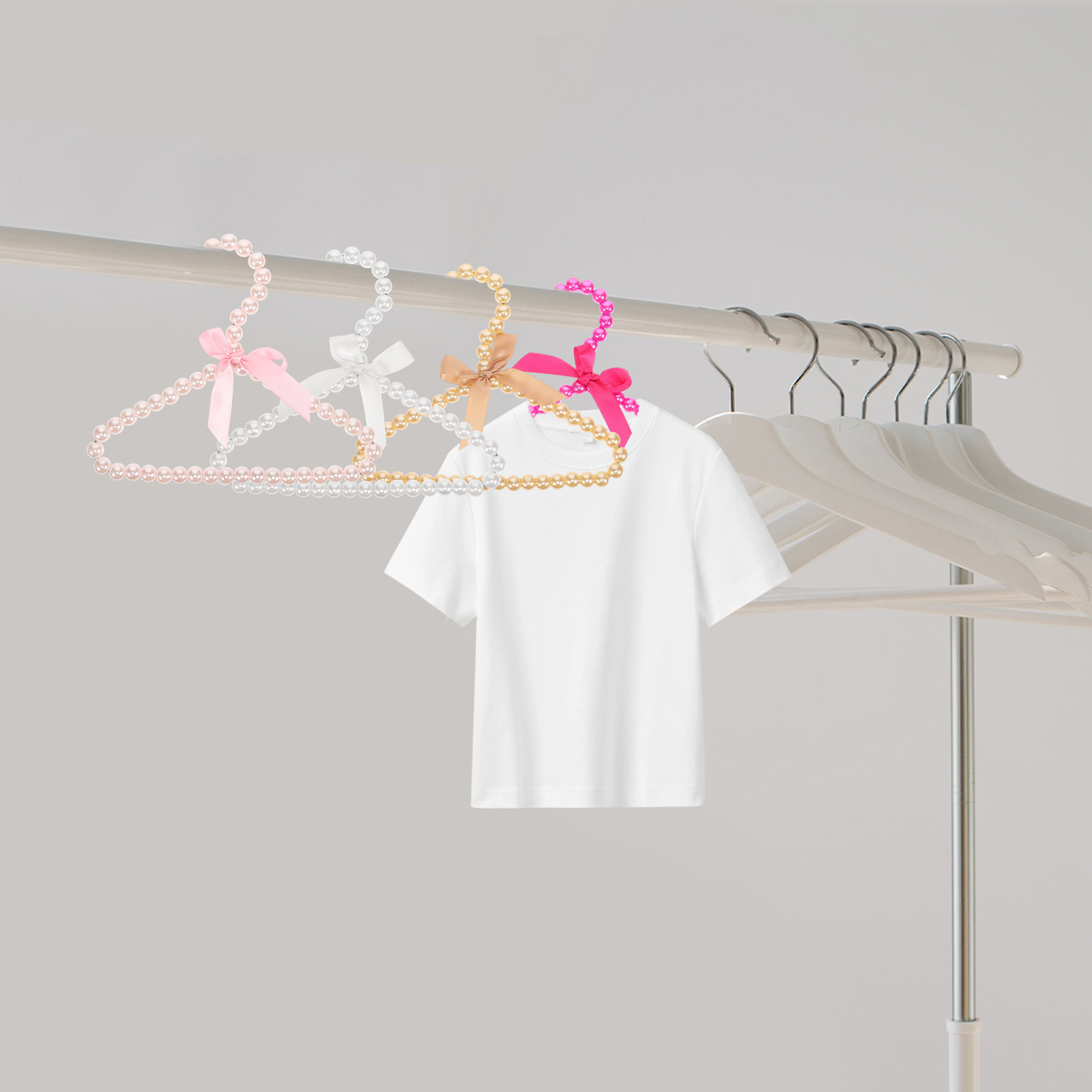 Baby Clothing Drying Rack - 4Pcs Pearl Pet Clothes Hanger Multipurpose