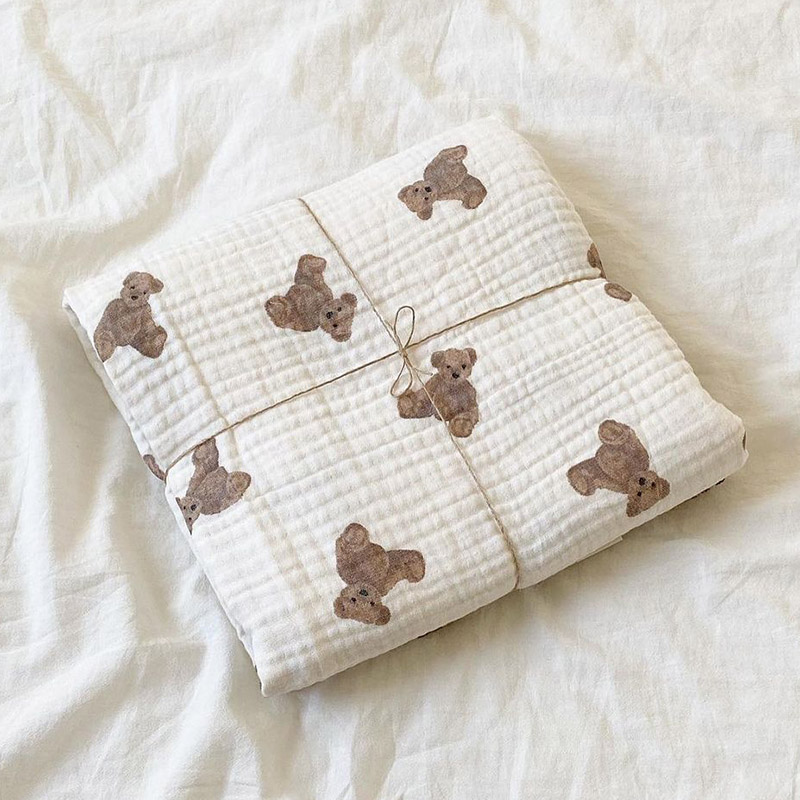 Bear Print Baby Blankets Newbo - Muslin Swaddle Wrap recension och pris