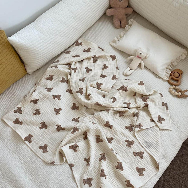 Bear Print Baby Blankets Newbo - Muslin Swaddle Wrap recension och pris