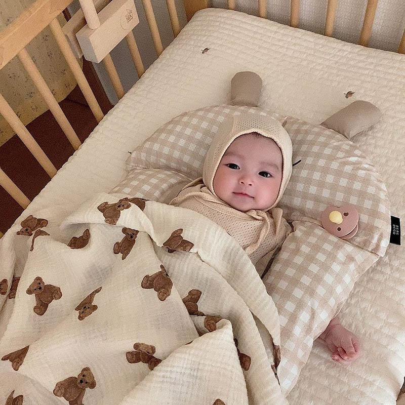 Bear Print Baby Blankets Newbo - Muslin Swaddle Wrap recension och pris
