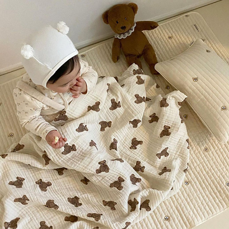 Bear Print Baby Blankets Newbo - Muslin Swaddle Wrap recension och pris