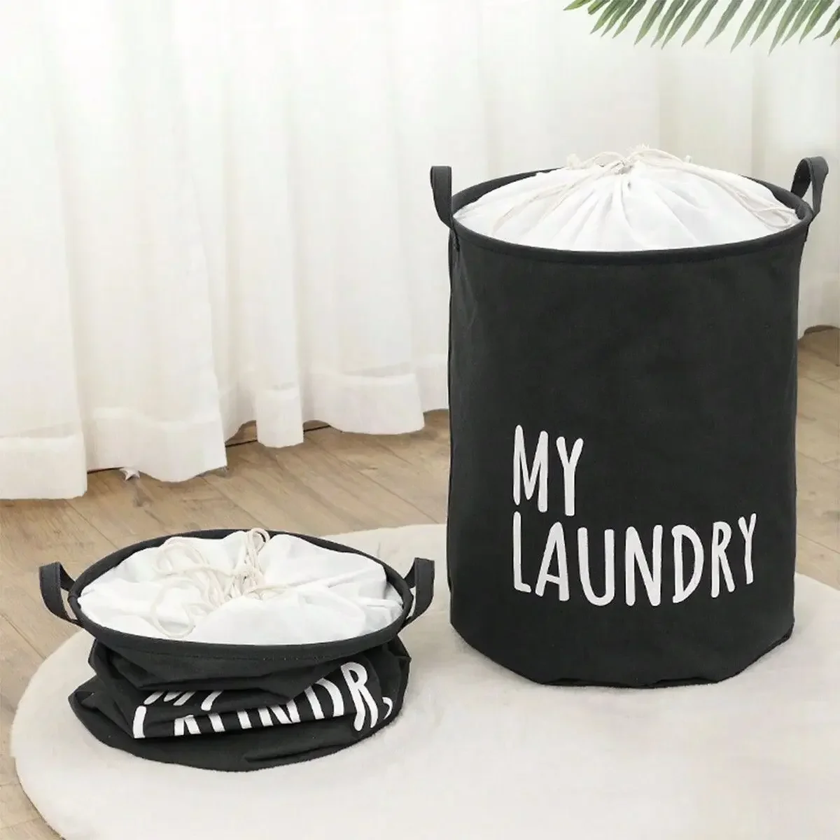 Foldable Drawstring Laundry Ha - Baby Clothing Hamper recension och pris
