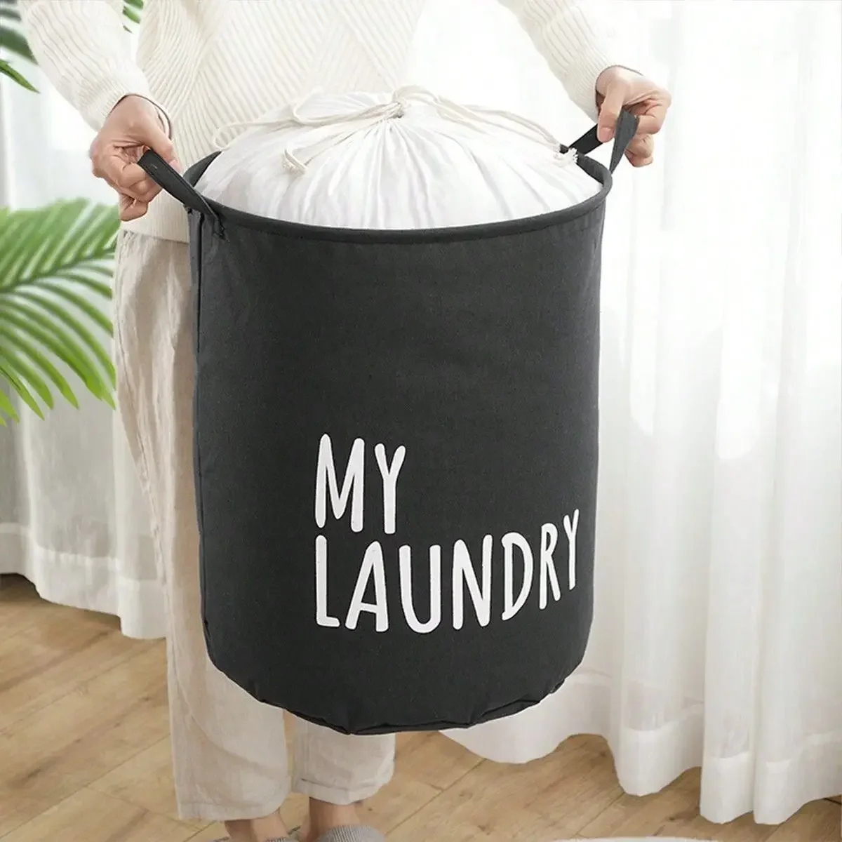 Foldable Drawstring Laundry Ha - Baby Clothing Hamper recension och pris