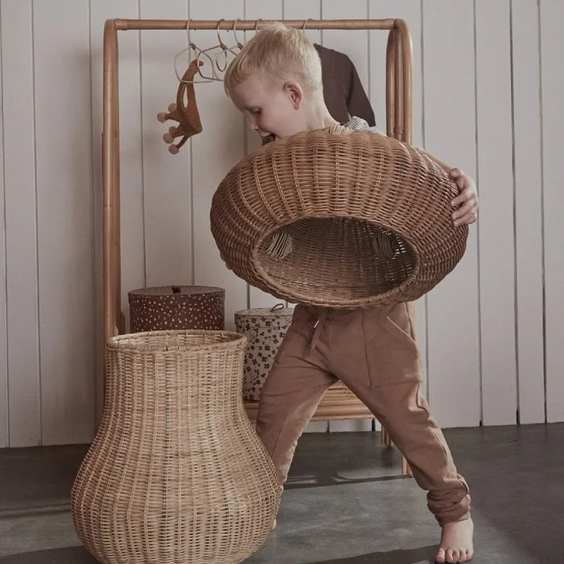 Nordic Wind Rattan Woven Mushr - Baby Clothing Hamper recension och pris