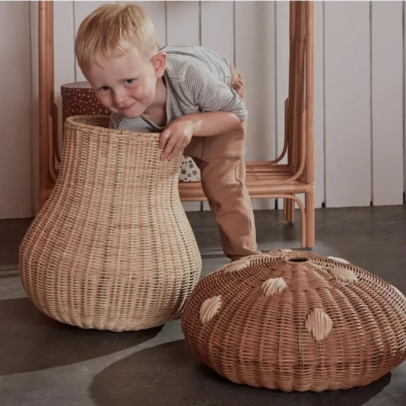 Nordic Wind Rattan Woven Mushr - Baby Clothing Hamper recension och pris