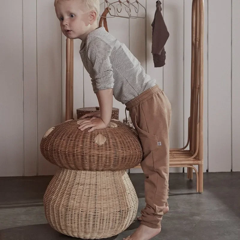Nordic Wind Rattan Woven Mushr - Baby Clothing Hamper recension och pris
